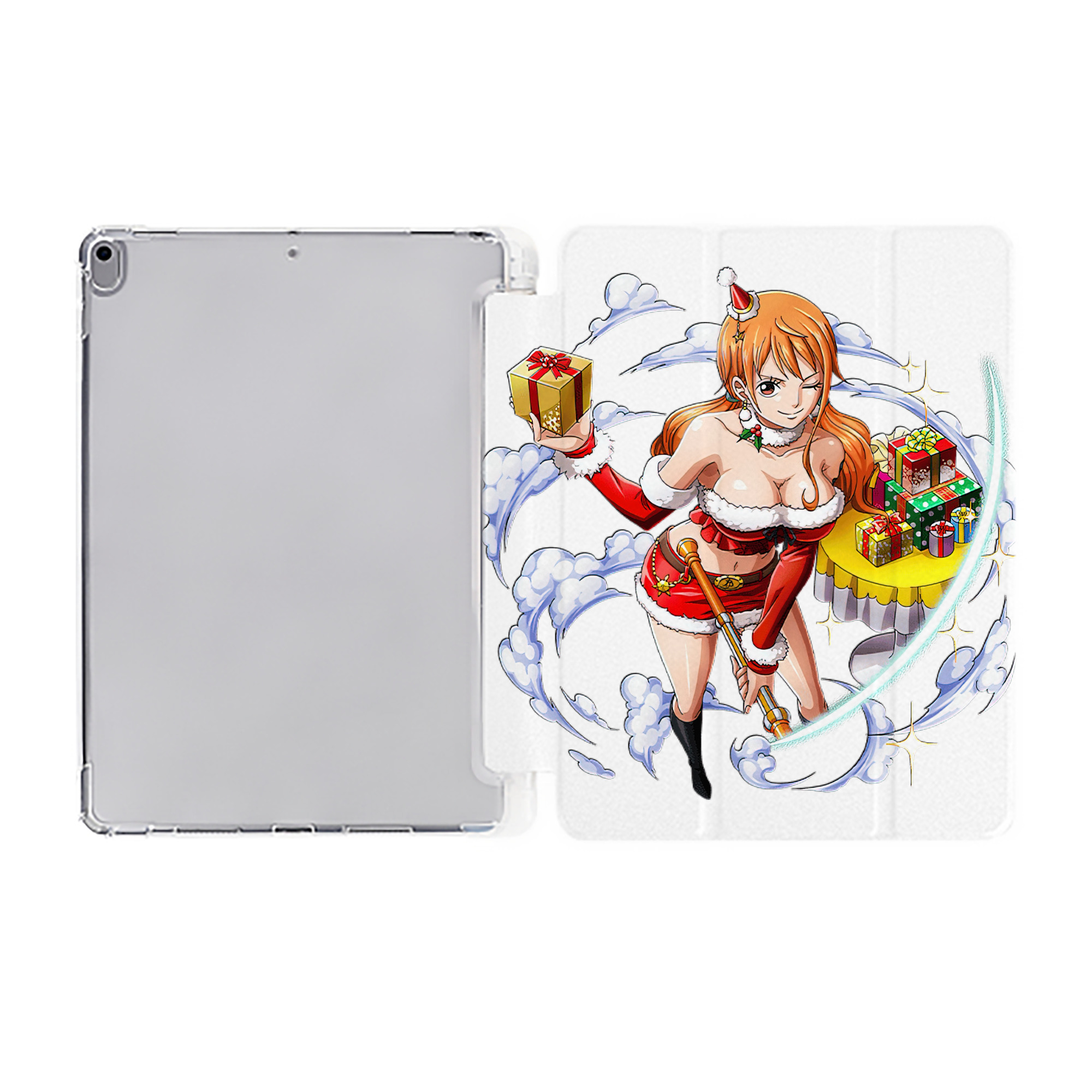 （画像用） ワンピース ナミ ONE PIECE Nami IPad ケース ペン収納付き 三つ折りスタンド PUレザー×シリコン 対応機種9.5/10.5/10.9インチ